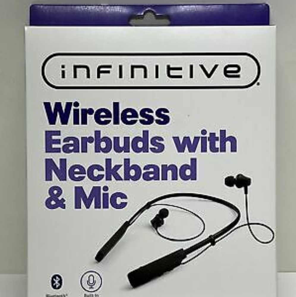 Infinitive Wireless Earbuds w/ Neckband & Mic Bluetooth